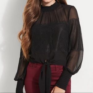 Black lace sheer Guess blouse